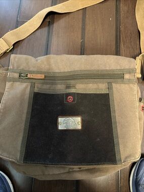 Relic Brown Canvas Messenger Bag with Black Front Panel